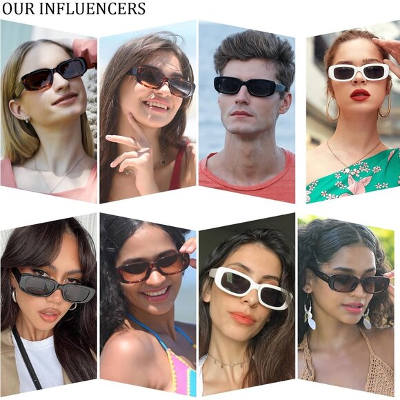 Trendy Rectangle Black Leopard Sunglasses Women Men Retro Square Fashion Shades - Picture 5 of 7